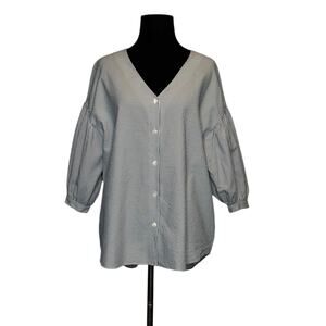 Moussy gray white striped 3/4 sleeves blouse size Free Size